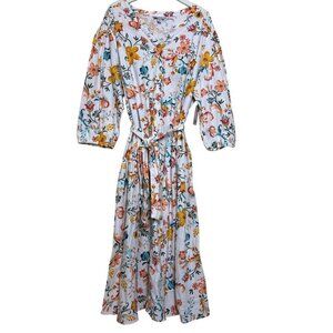 NWT Croft & Barrow Multi Floral Peasant Shirt Dress 3/4 Sleeve Plus Size 3X